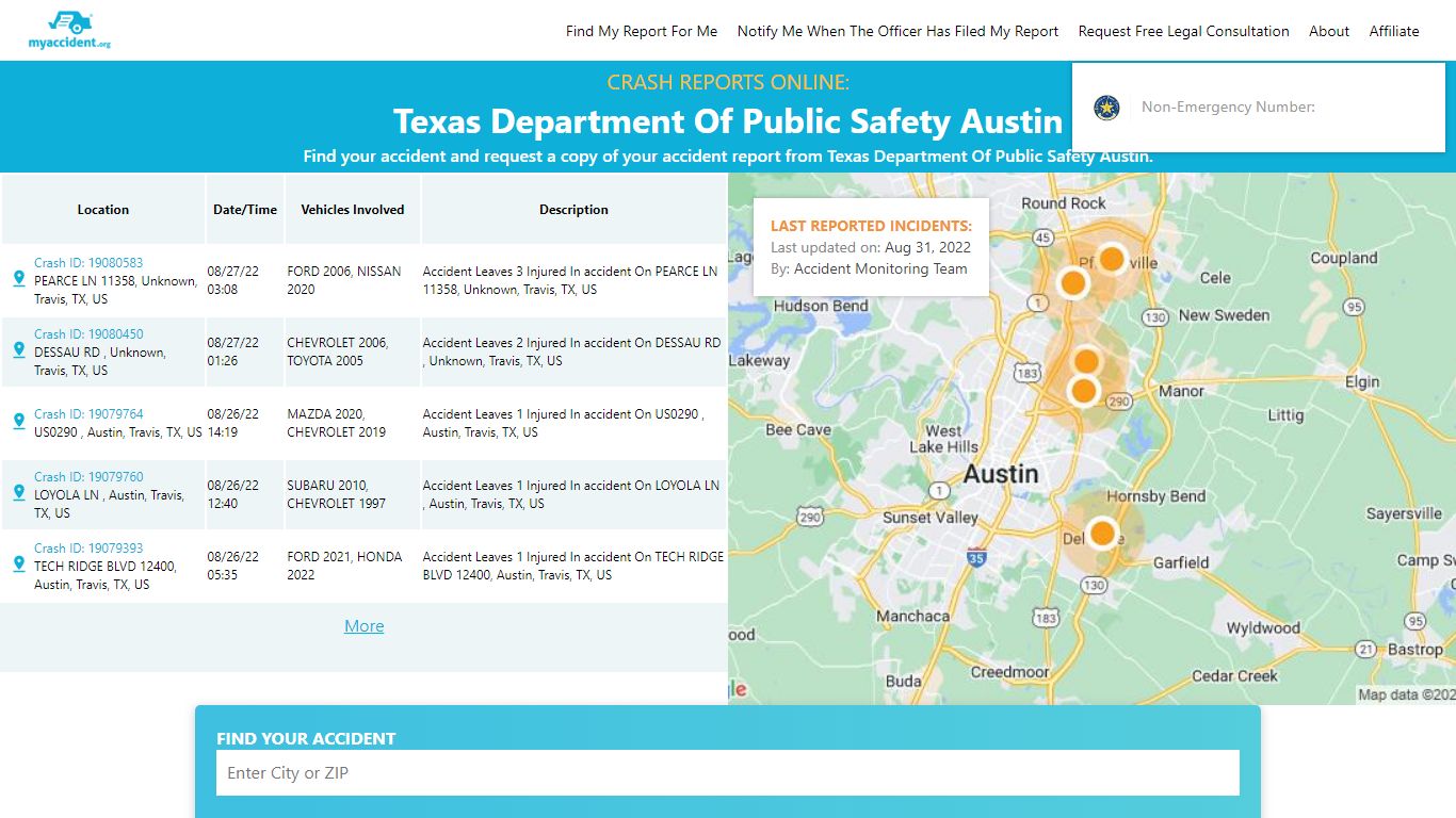 Online Crash Reports for Texas Department Of Public Safety Austin